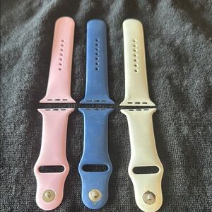 AppleWatch (44m) Pink, Blue and White Wristbands with Adjustable Clips